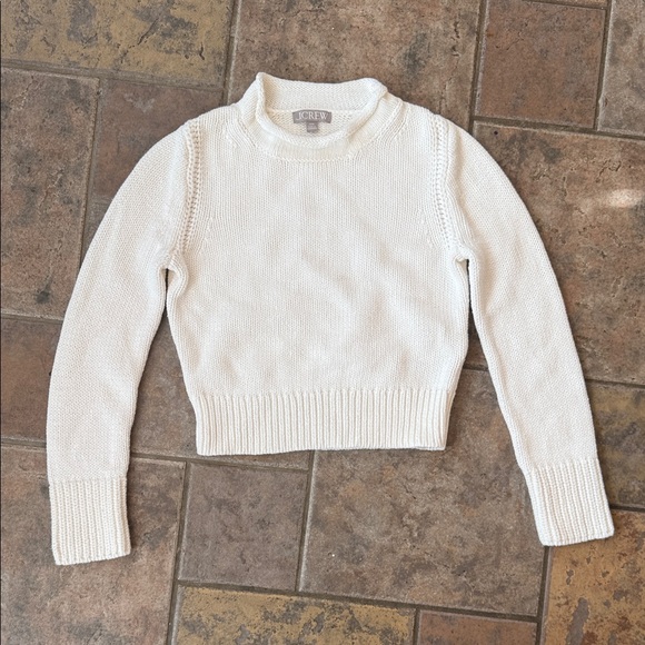 Cream Knit Roll Neck Cotton Sweater - Picture 4 of 7